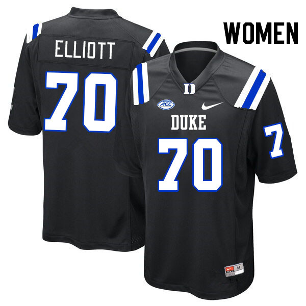 Women #70 Scott Elliott Duke Blue Devils College Football Jerseys Stitched Sale-Black